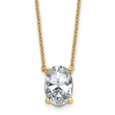 14k 3 1/2 carat Lab Grown Diamond VS+ F+ Oval Complete Four Prong 18 inch Pendant Necklace